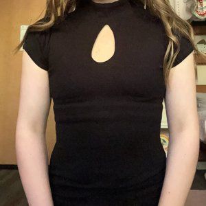 Derek Heart Black Cutout Top